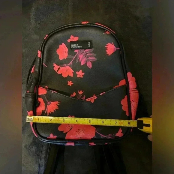 Justice Backpack purse, adj. straps, black, fuschia, pink - Picture 2 of 5